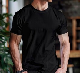 Canvas Print - t-shirt mock up, wearing by man