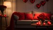 © ceoJAHID - Luxury bedroom with A vase full of red roses. Generative AI