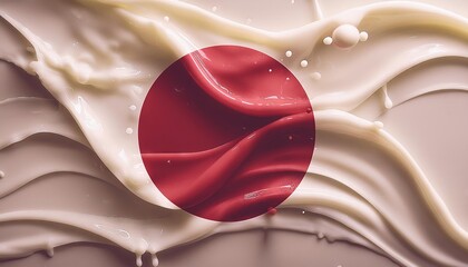 Wall Mural - Japanese Flag with Artistic Milk Splash Effect