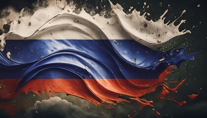 Wall Mural - Russian Flag With Artistic Paint Effect