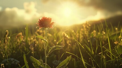 A meadow s flower stretching towards the sun