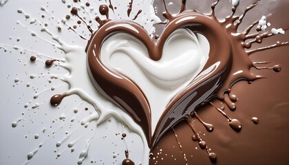 Wall Mural - Chocolate and Milk Splash Heart Art