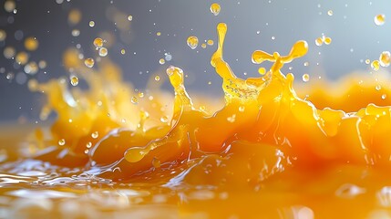 a zesty grapefruit-mango juice splash against a pure white background