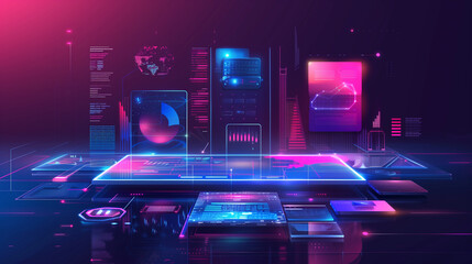Poster - futuristic technology background, wallpaper 