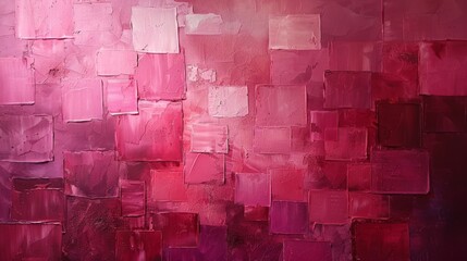 Leinwandbilder - Abstract painting using blocks of pink color to create depth and movement.