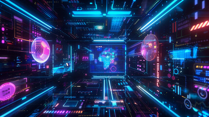 Poster - futuristic technology background, wallpaper 