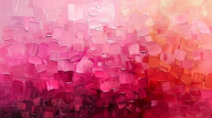Leinwandbilder - Abstract painting using blocks of pink color to create depth and movement.