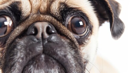 Wall Mural - adorable pug portrait charming wrinkly face and expressive eyes studio pet photography