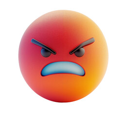 Wall Mural - 3d angry face icon, colorful