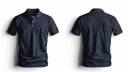 Front and back navy polo shirt mockup