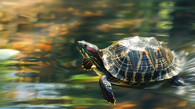 Turtle Fast. Turbo fast turtle running at high speed. Fast turtle running at full speed