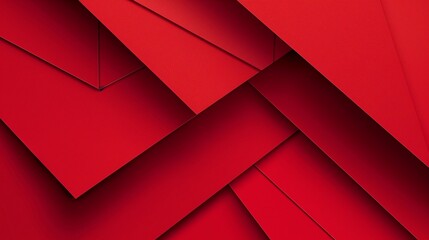 Poster - : Red paper material design abstract background with intersecting lines and sharp edges, giving a sense of precision and clarity.