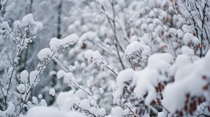 Canvas Print - Forest plants were blanketed by a thick layer of white snow