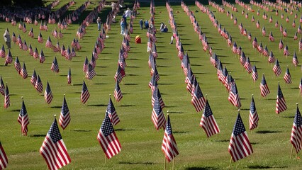 Memorial Day with usa flag isolated on background, Generative ai.