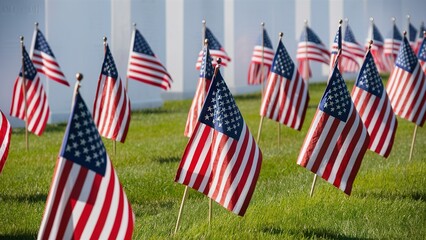 Memorial Day with usa flag isolated on background, Generative ai.