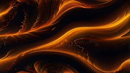 Wall Mural - An artistic pattern of amber and orange tints and shades form a glowing wave on a dark background, resembling a circle of gas with hints of heat and peach. Stunning graphics Generative AI 