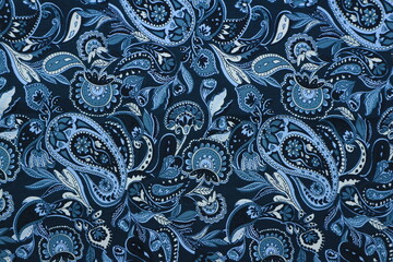 Navy paisley pattern fabric background