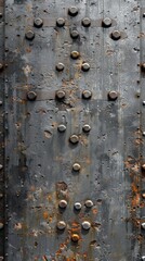 Wall Mural - A rusted metal surface with many holes and screws