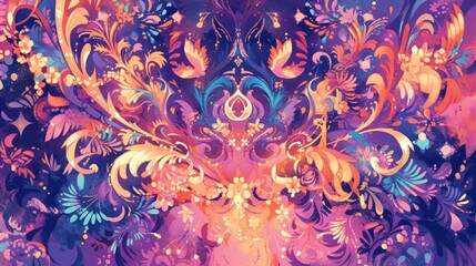 Poster - discover a vibrant and intricate pattern ideal for backgrounds this decorative backdrop is versatile