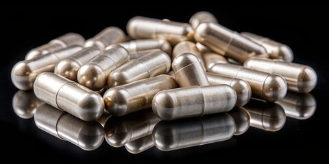 Poster - A pile of pills with a shiny, reflective surface