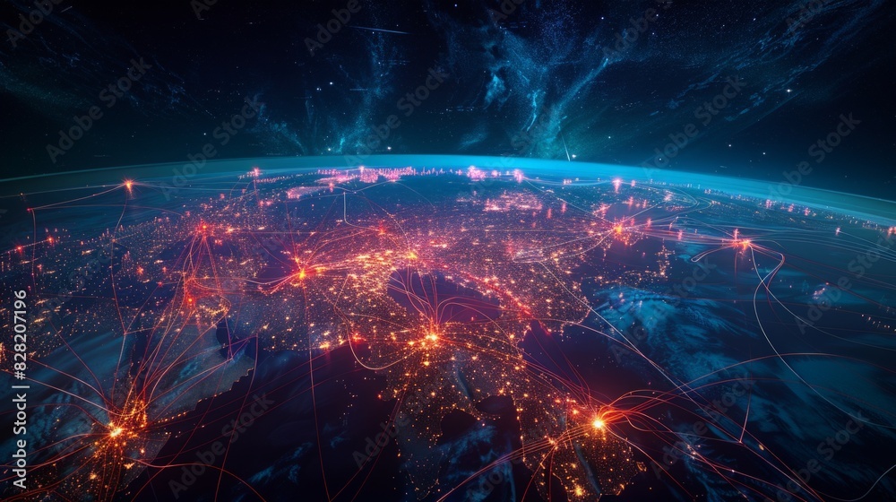 Global Air Routes: Capture a map displaying global air routes with ...