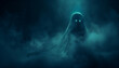 © JERSH - Eerie digital illustration of a ghost emerging from the mist, with glowing eyes, perfect for themes related to national ghost hunting day, horror, or supernatural occurrences