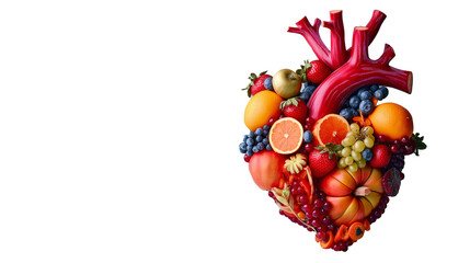 Wall Mural - AI generated illustration of a heart-shaped arrangement of assorted fruits