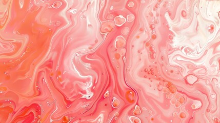 Wall Mural - salmon pink fluid art marbling paint textured background