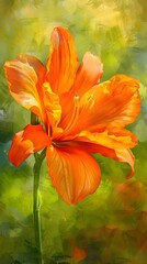 Wall Mural - Vibrant Floral Masterpiece Radiant Orange Exotic Bloom Blossoming in Lush Natural Setting