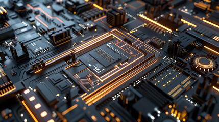 Wall Mural - A high-definition shot of a central processing unit with a futuristic design.