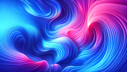 Wall Mural - A vibrant abstract swirl design in shades of blue and pink with a smooth gradient, set against a complementary background, evoking a concept of fluid dynamics. Generative AI