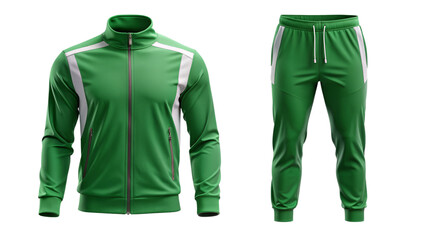Wall Mural - Green tracksuit set for mockup isolated PNG on transparent background