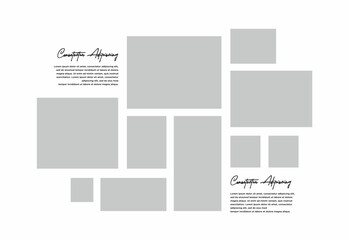 Pictures or photos frame collage. comics page grid layout abstract photo frames and digital photo wall template