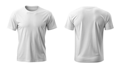 Canvas Print - front and back view of white t-shirt mockup isolated png on transparent background