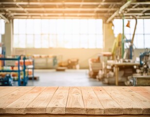 Wall Mural - interior of a table with free space in a sunlit workshop interior abundance of natural light and clean workspace.