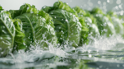 Wall Mural - there are many lettuce leaves that are in the water