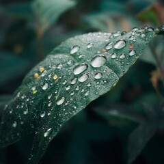 Wall Mural - water drops on a leaf