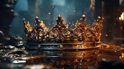 beautiful queen crown on gothic dark background