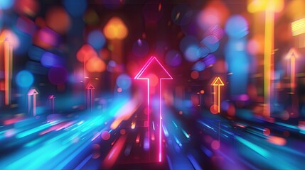 Wall Mural - neon arrow blur speed upwards
