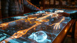 © WEERASAK - A projector screen on the table emits holographic x-ray images of human bones. With the technology of the future, medical diagnosis will be performed by expert doctors. Ai Generated