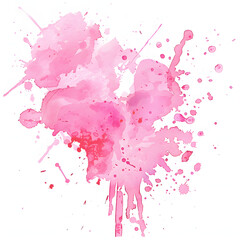 Canvas Print - flat watercolor pastel pink splash, transparent, white background