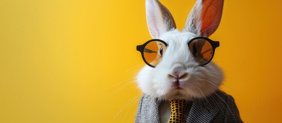 Wall Mural - A beautiful rabbit wearing glasses