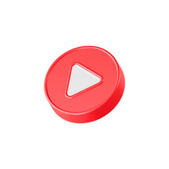 Poster - play player button icon 3d red color