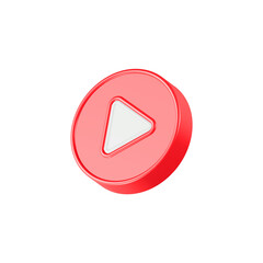 Poster - play player button icon 3d red color