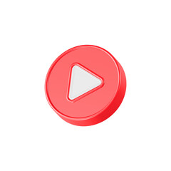 Poster - play player button icon 3d red color