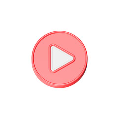 Poster - play player button icon 3d red color