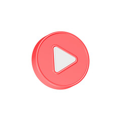 Poster - play player button icon 3d red color