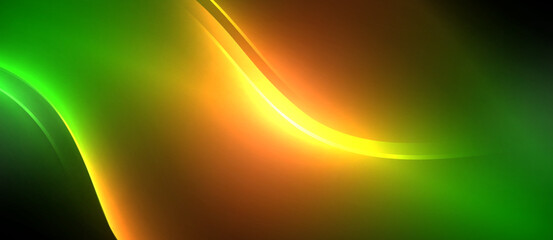 Aufkleber - Neon glowing circle rays, light round lines in the dark, planet style neon wave lines. Energetic electric concept design for wallpaper, banner, background