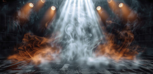 Aufkleber - Spotlight with smoke. Generative AI.
