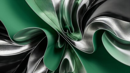 Wall Mural - Abstract background, which combines metal textures with aluminum textures, green and black colors.